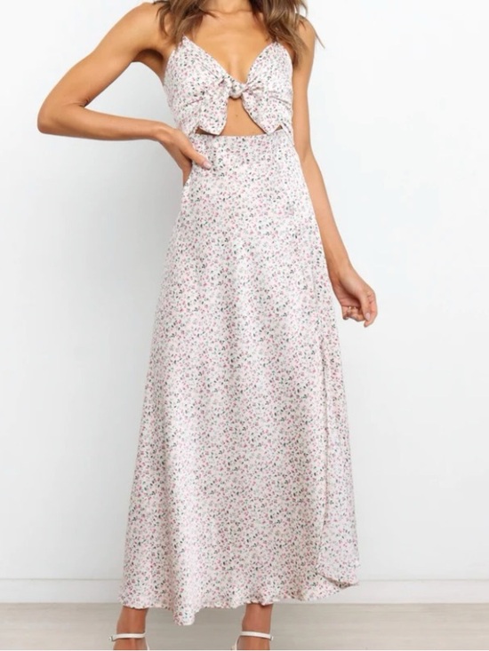 Petal & Pup Dresses & Skirts - Petal & Pup Pink Floral Maxi Dress with Cutout Tie Front